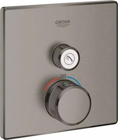 Baterie dus incastrata cu termostat Grohe Grohtherm SmartControl pentru 1 iesire antracit periat Hard Graphite