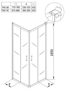 Cabina dus patrata neagra 90x90 cm KolpaSan, Eco Quat 900x900 mm