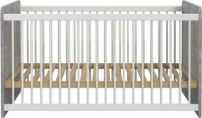 Patut pentru copii EMILY 70x140, alb/gri beton, PAL/metal, cu somiera