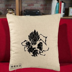 Perna Personalizata Dragon Ball Goku Super Saiyan Silueta, 40x40 cm, Bej, Husa Detasabila, Perna Inclusa, BEKZ®