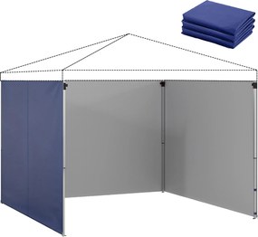 Outsunny 3 Pereți Laterali pentru Pavilioane 300x300 cm, 300x200 cm, Pereți Laterali de Rezervă din Țesătură Oxford cu Fermoar, Albastru | Aosom Romania