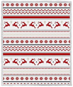 Patura alba de miel de Craciun din microplus RETRO CHRISTMAS Dimensiune: 200 x 220 cm