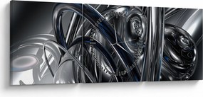 Tabloul cu abstracție gri cu albastru (cu ceas) (90x30 cm)