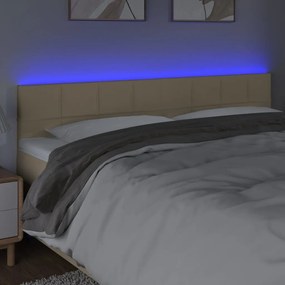 Tablie de pat cu LED, crem, 200x5x78 88 cm, textil 1, Crem, 200 x 5 x 78 88 cm