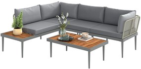 Outsunny Set de Mobilier de Grădină din 3 Piese cu 2 Canapele și Măsuță de Cafea, 184x75x71 cm, Gri | Aosom Romania