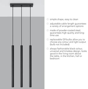 Lustră Sollux Fideus, lungime 30 cm, negru