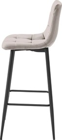 Scaun de bar cu picioare negre ARCETO VELVET, bej