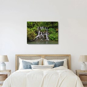 Tablou pe sticlă - Cascadă tropicală (70x50 cm)