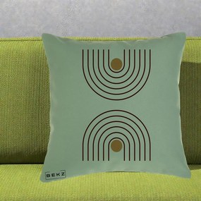 Perna Decorativa Geometric Boho Arc, 40x40 cm, Verde, Husa Detasabila, Perna Inclusa, BEKZ®