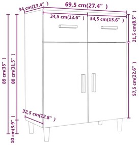 Servanta, gri sonoma, 69,5x34x89 cm, lemn prelucrat 1, sonoma gri