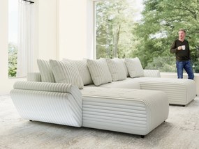 Colțar extensibil dumonde cu ladă de depozitare si sezut confortabil din spuma high-density, Berlin U Ambience Ivory 380x180 cm