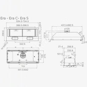 Hota de bucatarie incorporabila Elica Era GR 52, 81 W, 52 cm, Clasa C, 224 m³/h, Iluminare LED, Argintiu