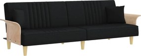 vidaXL Canapea extensibilă cu cotiere, negru, textil