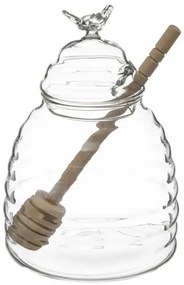 Borcan de sticla depozitare miere cu lingura Secret de Gourmet, 14 cm