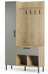 Set pentru hol verde/în culoare naturală cu aspect de lemn de stejar 108x195x35 cm Heidy – Marckeric