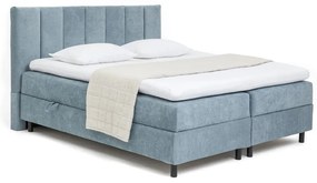 Pat boxspring albastru cu spațiu de depozitare 160x200 cm Elva Bold Line – Bonami Selection