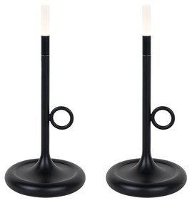 Set de 2 lămpi de masă pentru exterior negru cu dimmer reîncărcabil - Sjarel