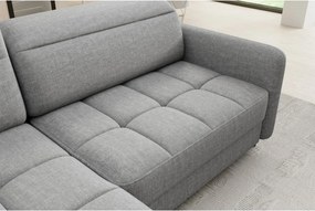 Colțar gri extensibil/cu spațiu de depozitare cu tapițerie din catifea (cu colț pe partea stângă/în formă de ”L”) Barea – ELTAP