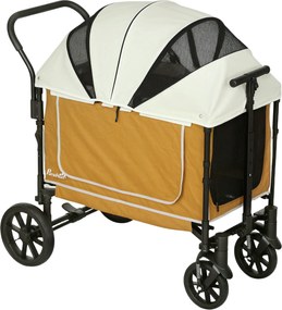 PawHut Cărucior pentru câini buggy pliabil pentru câini și pisici până la 30 kg 110 x 65 x 102 cm Maro | Aosom Romania