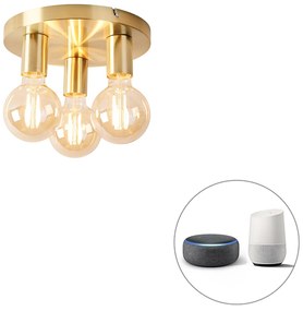 Plafoniera inteligentă aurie rotundă inclusiv 3 Wifi G95 - Facil