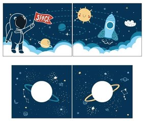 Draperie pentru copii pentru pat 4 buc. 195x75 cm Space Shuttle – Vipack
