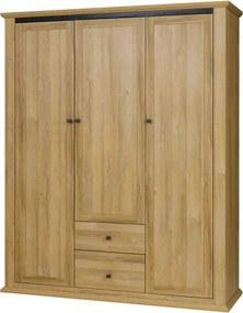 Dulap LEON MZ3, stejar auriu, DTD laminat, cu 3 usi si 2 sertare, 165x