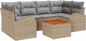 vidaXL Set de canapele pentru grădină 7 pcs Beige și gri deschis