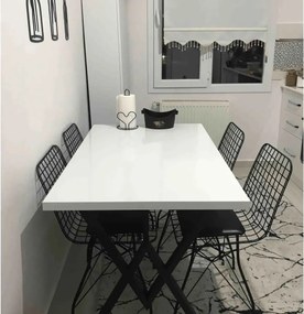 Set Masa Bucatarie cu 4 Scaune , negru,120x80x75 cm, 30050SET