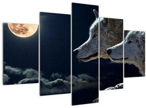 Tablou cu lupi în lună (150x105 cm)