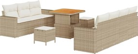 vidaXL Set de canapele pentru grădină cu pernă 10 pcs bej și crem