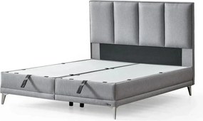 Pat COOL TOUCH 160x200, stofa gri - Noway E1055, cu somiera si spatiu