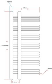Radiator port-prosop incalzire centrala baie, drept, 500 x 1400 mm 1, 500 x 1400 mm
