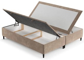 Pat matrimonial bej tapițat cu spațiu de depozitare 200x200 cm Tate – Maison de Rêve