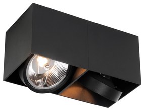 Spotlight de design negru dreptunghiular AR111 2 lumini - Box