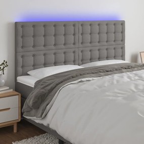 3122873 vidaXL Tăblie de pat cu LED, gri închis, 180x5x118/128 cm, textil
