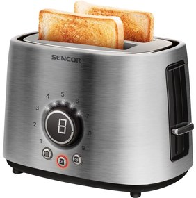 Prăjitor de pâine cu două fante și funcție de încălzire 1000W/230V argintie Sencor