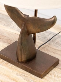 Lampă de masă cu bază din aluminiu și abajur din in, H58 cm, "Whale Tail"