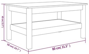 Masuta de cafea, 80x50x40 cm, lemn masiv de pin Maro, 80 x 50 x 40 cm, 1