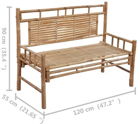 Banca de gradina cu perna, 120 cm, bambus Negru, 120 x 50 x 4 cm, 1, 1