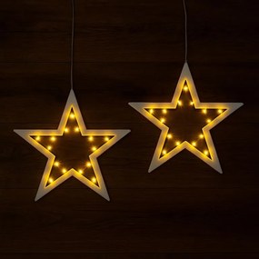 Set de stele, 2 bucăți, 20 LED-uri, alb cald