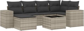 vidaXL Set canapele de grădină cu perne, 7piese gri deschis poliratan