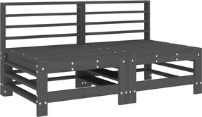 vidaXL Canapele de mijloc pentru grădină, 2 buc., gri, lemn masiv pin