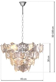 Lustră pe lanț DIANA 6xE14/40W/230V crom mat