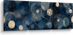 Tablou - Inele Albastru-Aurii (cu ceas) (90x30 cm)