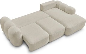 Colțar bej extensibil/cu spațiu de depozitare cu tapițerie din țesătură bouclé (cu colț pe partea dreaptă/cu șezlong) Montaigne – Bobochic Paris