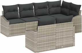 vidaXL Set de canapea cu pernă 7 pcs Gri deschis poliratan