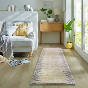 Covor tip traversă gri/crem țesut manual din amestesc de lână 60x230 cm Minerals Border – Flair Rugs