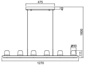 Lustra LED suspendata design modern ALABASTRO 6L