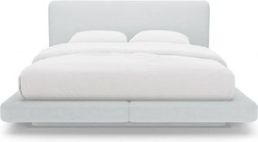 Pat matrimonial gri deschis tapițat 160x200 cm Linea – Micadoni