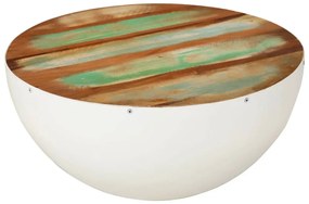 vidaXL Măsuță de cafea formă de bol alb Ø50x24 cm lemn masiv reciclat